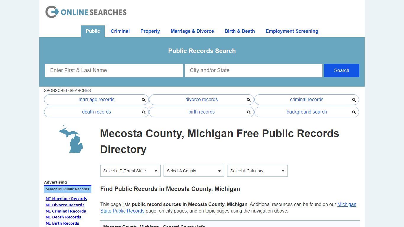 Mecosta County, Michigan Public Records Directory