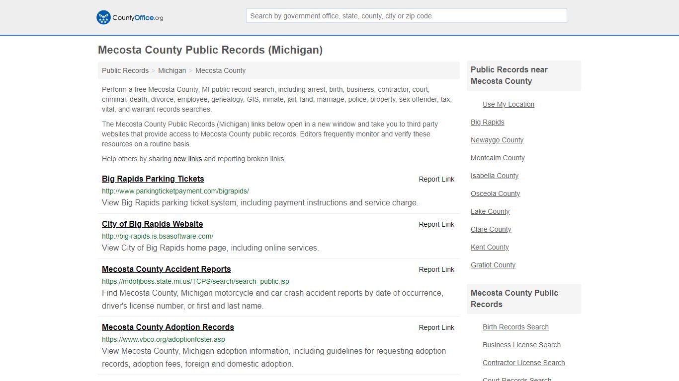 Public Records - Mecosta County, MI (Business, Criminal ...